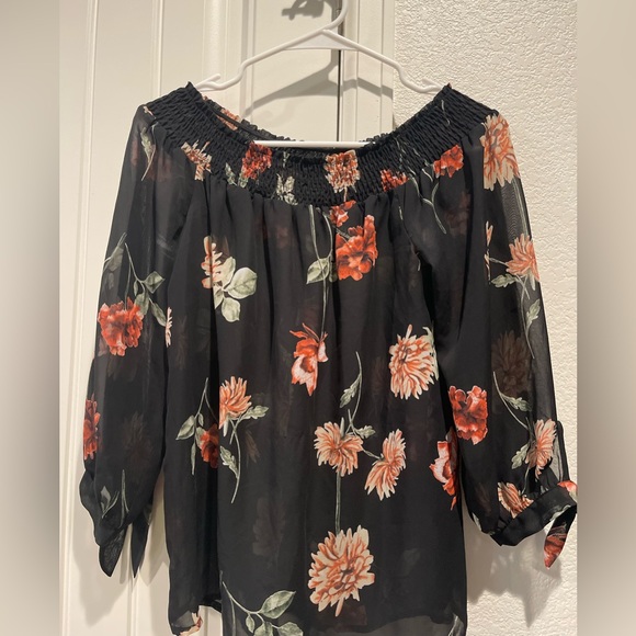 Timing Floral optional Off The Shoulder Blouse, Size Small, - Picture 6 of 9